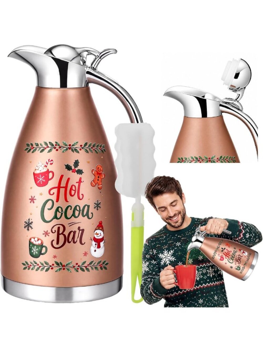 Cozy Hot Cocoa Dispenser 68 oz | Perfect for Holiday Hot Chocolate Bar Setup